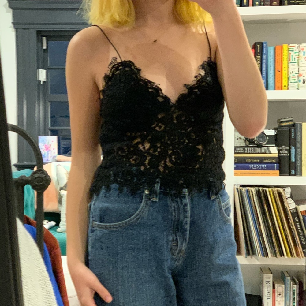 lacy black crop top